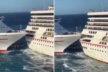 ¡SE LO ENSEÑAMOS! El impresionante choque de dos cruceros en una isla de México (+Video)