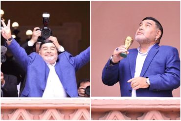 ¿QUÉ LE DIERON? El grito de Maradona desde el balcón de la Casa Rosada tras ser recibido con honores por el presidente argentino: “Volvimos, más nunca Macri” (+Videos)