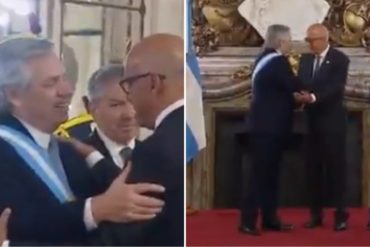 ¡MUY FRATERNAL! El abrazo entre Alberto Fernández y Jorge Rodríguez en su toma de posesión en Argentina (+Video)