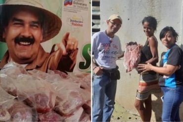 ¡INCREÍBLE! “La mayor suma de felicidad posible”: Seguidores del chavismo tras recibir su pedazo de pernil de parte de los CLAP y la milicia (+Fotos que dan pena +Video)