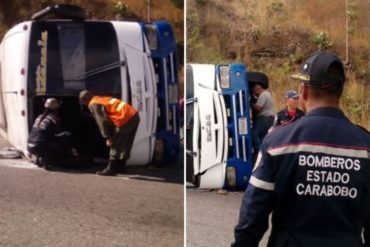 ¡SEPA! Reportan al menos 16 heridos tras vuelco de un autobús en autopista Valencia-Bejuma (+Fotos)