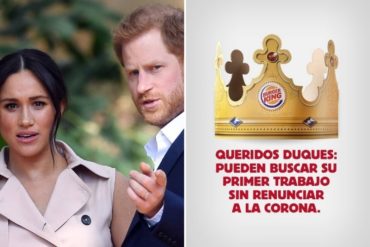 ¡QUÉ BROMITA! Burger King ofrece trabajo al príncipe Harry y Meghan Markle para que no tengan que «renunciar a la corona»