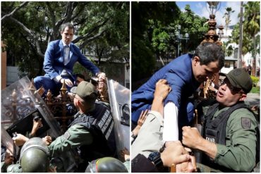 ¡VEA! El video que muestra muy de cerca el momento en el que Guaidó intentó saltar la cerca para entrar al Parlamento este #5Ene (+Video)