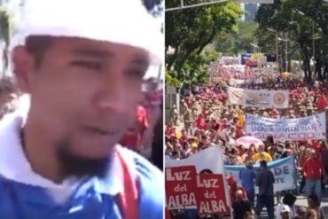 ¡AH, OK! «Nos dijeron del trabajo que viniéramos para acá»: lo que confesó un chavista que marchó en “apoyo” a Maduro este #14Ene (+Video)