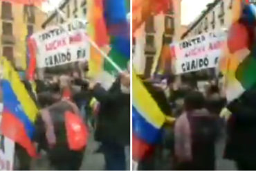 ¡PENA AJENA! VTV muestra a los 4 “gatos” que protestan por llegada de Guaidó a Madrid este #25Ene (+Video bochornoso)