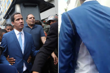 ¡SE LO MOSTRAMOS! Rasgado y sucio: Así quedó el traje que usaba Guaidó tras forcejeo con la GNB (+Video)