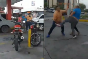 ¡INDIGNANTE! “Lo va a matar”: La golpiza entre dos hombres y una mujer en una estación de gasolina (+Video bochornoso)