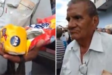 ¡QUÉ DESASTRE! Un jabón, una harina y dos repelentes: lo que pudo comprar un abuelito con la pensión que recibió (+Video)