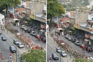 ¡VEA! Milicianos hacen ejercicio en la avenida Fuerzas Armadas de Caracas (+Video)