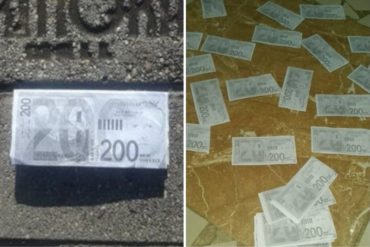 ¡VEA AQUÍ! Esparcen copias de billetes israelíes con la cara de Tareck El Aissami en el centro comercial Orinokia de Puerto Ordaz (+Fotos)