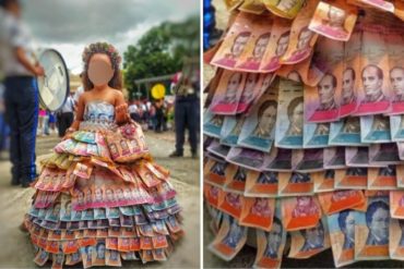 ¡CREATIVIDAD EN LA CRISIS! Vestida de bolívares devaluados, el disfraz de esta pequeña por el asueto de Carnaval (+Foto)