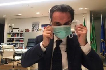 ¡DEBES VERLO! El presidente de Lombardía se hizo viral en redes sociales al dar un tutorial sobre cómo colocarse una máscara protectora (+Video)