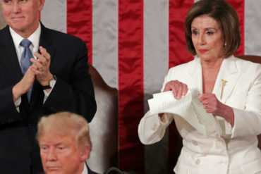 ¡VEA! «Era un manifiesto de falsedades»: Nancy Pelosi no se arrepiente de romper el discurso de Trump frente a las cámaras (+Video)