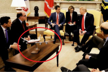 ¡SE LO MOSTRAMOS! «¿Es normal que el centro de mesa sea un avión»?: El curioso detalle del que se percató un tuitero sobre la reunión Trump-Guaidó (+Reacciones)