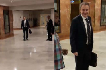 ¡VEA! Así fue la llegada de Zapatero al Gran Hotel Meliá Caracas para la sesión de la mesa de diálogo entre el régimen y los partidos minoritarios (+Video)