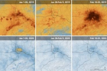 ¿QUÉ TAL? Imágenes de la NASA muestran caída de la contaminación en China por coronavirus (+Fotos)