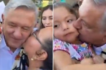 ¡VEA! López Obrador reparte besos, abrazos y fotos de “cachetito” en su visita a Guerrero (+Video)