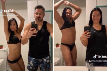 ¡AQUÍ LO TIENE! Norkys Batista y su novio se unieron a este challenge y se mostraron bailando frente a un espejo y con muy poca ropa (+Video)