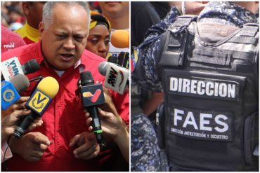 ¡AMENAZANTE! Diosdado defiende la actuación de la FAES: Están en la calle y van a seguir