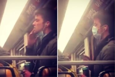 ¡ESTO SE ESTÁ SALIENDO DE CONTROL! El momento en el que un hombre con coronavirus infectó un tubo del metro de Bruselas con su saliva (+Video)