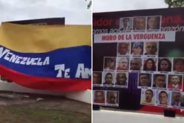 ¡RESTEADOS! El “muro de la vergüenza” que hicieron en Puerto Ordaz con imágenes de Maduro, Cabello y otros acusados por EEUU (+Video)