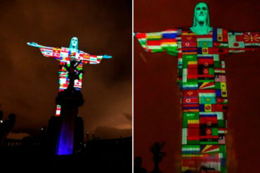 ¡LE MOSTRAMOS! Iluminaron Cristo Redentor de Brasil con las banderas de los países afectados por el coronavirus (+Fotos +Videos)