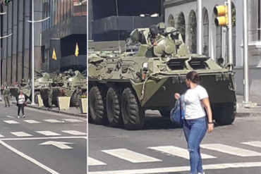 ¡VEA! El centro de Caracas amanece militarizado este #9Mar: tanquetas de guerra y militares en cada esquina (+Fotos)