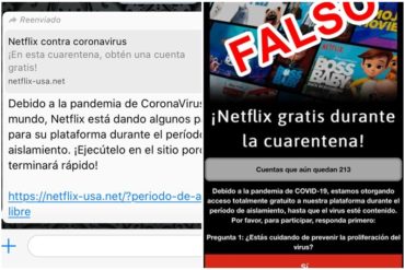 ¡PENDIENTE! Alertan de una cadena de Whatsapp sobre un falso “pase gratis” de Netflix: “Son hackers que engañan a los visitantes”