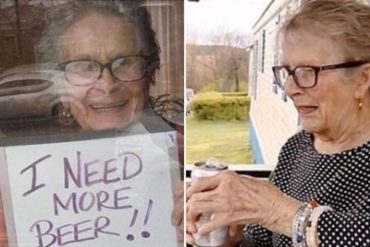 ¡NO SE LO PIERDA! Esta abuelita pidió “más cerveza” para soportar la cuarentena y esto fue lo que recibió (+Fotos)