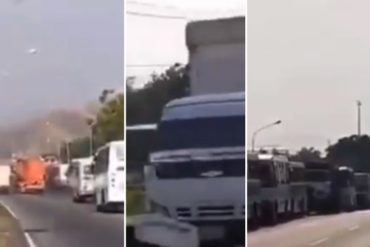 ¡HASTA CUÁNDO! La megacola que hacen unidades de transporte y gandolas para surtir de gasolina en Carabobo (+Video)