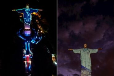 ¡MAJESTUOSO! El Cristo Redentor de Brasil «se vistió» de médico en Domingo de Resurrección (+Fotos)