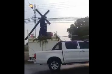 ¡PUEBLO DE FE! En vehículos y con la debida distancia: Así sacaron en procesión al Nazareno por las calles de Guanare (+Video)