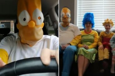 ¡VEA! Esta familia recreó la escena de apertura de ‘Los Simpsons’ para combatir el aburrimiento en cuarentena (+Video)