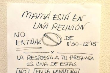 ¡NO TE LO PIERDAS! “Mamá está en una reunión”: La ingeniosa respuesta de una madre en cuarentena que ya se hizo viral (+Foto)