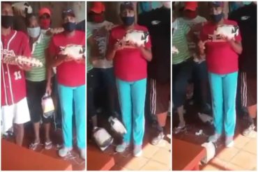 ¡IMPERDIBLE! El inesperado final de un video en el que chavistas en Sucre agradecían por haber recibido un pollo y un cartón de huevos (+Eso dolió)