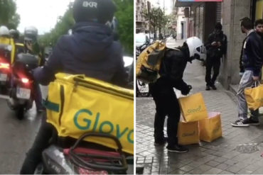 ¡NO SE LA CALAN! Un grupo de venezolanos protestó contra empresa de delivery en España por reducir sus pagos en plena pandemia (+Video)