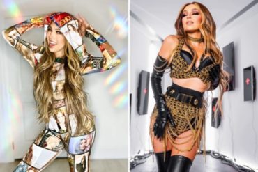 ¡NO SE LO PIERDA! Thalía presumió su original traje hecho con fotos de ella misma (+Foto +Video)