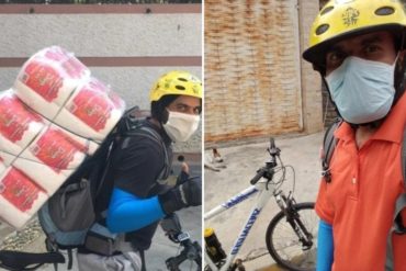 ¡LE CONTAMOS! De rapero a repartidor: la historia de un venezolano que reparte alimentos en bicicleta durante la cuarentena (+Las tarifas que cobra +Fotos)