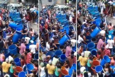 ¡HASTA CUÁNDO! Habitantes desesperados del barrio José Félix Ribas incumplen la cuarentena para llenar pipotes de agua (+Dramático video)