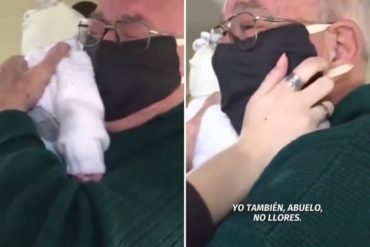 ¡VÉALO! El encuentro entre un abuelo con su bisnieto después de pasar 2 meses en cuarentena y que causó polémica en las redes (+Video +Reacciones)