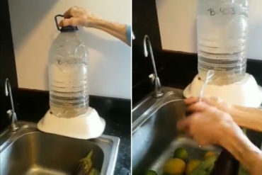 ¡VEA! El ingenioso sistema que creó una venezolana para surtirse de agua en la cocina en plena escasez (+Video)