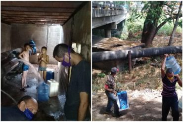 ¡VULNERADOS! “Estamos en necesidad”: Las impactantes imágenes de habitantes de Maracay buscando agua debajo de un puente (+Video)