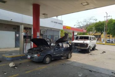 ¡TERRIBLE! Explotó un vehículo en estación de servicio en Puerto La Cruz: el conductor habría instalado una bombona de gas doméstico al vehículo (+Fotos +Video)