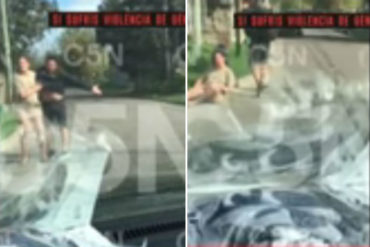 ¡ATROZ! Graban a un hombre golpeando a su pareja embarazada en plena calle de Argentina (+Video sensible)