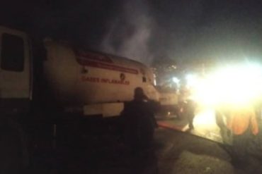 ¡ATENCIÓN! Gandola de Pdvsa Gas se incendió en la autopista Gran Mariscal de Ayacucho este 19-M