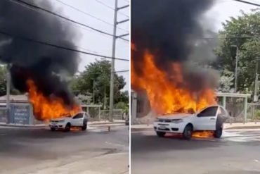 ¡TERRIBLE! Otro vehículo arde en llamas por supuestamente cambiar el sistema de gasolina a gas doméstico (+Video)