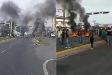 ¡CANSADOS! En San Félix se acabó la gasolina y los conductores prendieron cauchos en señal de protesta (+Video)