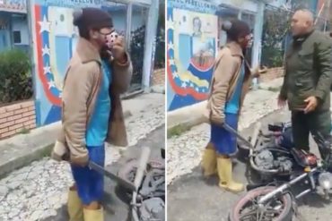 ¡QUÉ PELIGRO! Con machete en mano, un ciudadano se enfrentó a funcionarios de la GNB para evitar que confiscaran su moto (+Video)