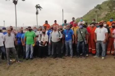 ¡VEA! Trabajadores de PDV Marina protestaron en Anzoátegui por sus beneficios (Rechazaron entrega de «bolsas de miseria») (+Video)