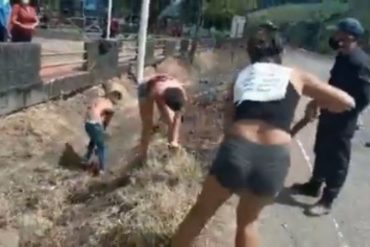 ¿QUÉ TAL? Los ponen a cortar la maleza de las carreteras: La táctica de “castigo” que aplica el régimen en Táchira a quienes no usan el tapabocas (+Video)